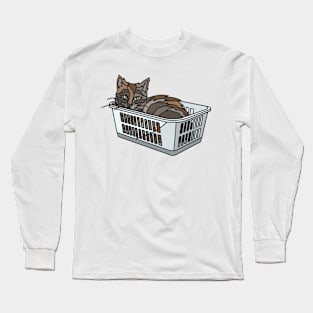 Black Cat in Basket Long Sleeve T-Shirt